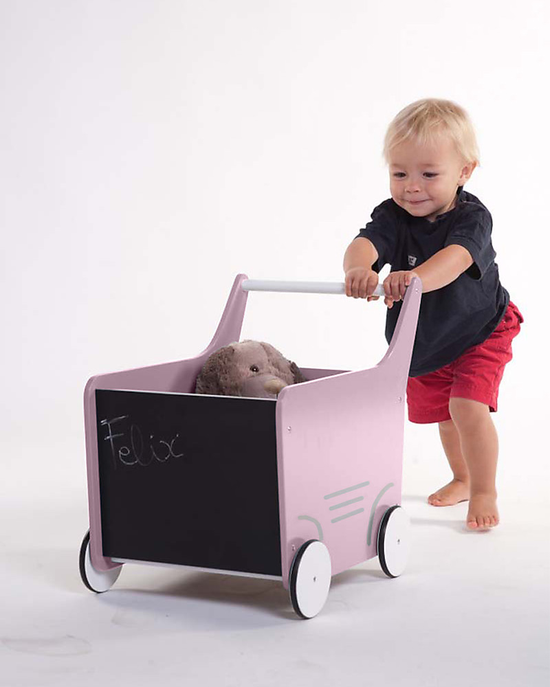 CARRELLO PORTAGIOCHI in Legno con Lavagna – CHILDHOME - immagine 3