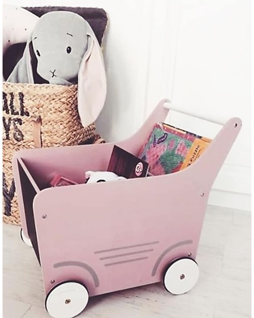 CARRELLO PORTAGIOCHI in Legno con Lavagna – CHILDHOME - immagine 4