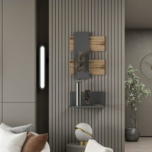 COMPOSIZIONE MENSOLE DA PARETE BELITA ANTRACITE NOCE