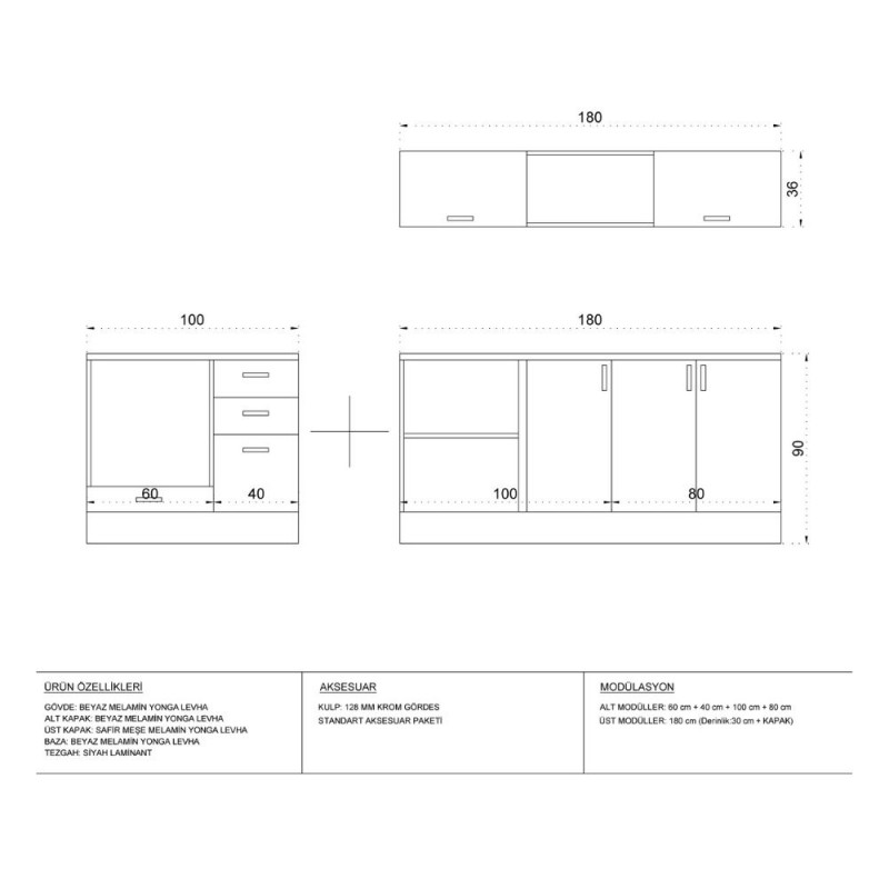 CUCINA ANGOLARE CASSINO BIANCA 180X160 REVERSIBILE - immagine 6