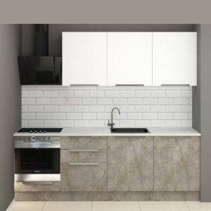 CUCINA POTENZA 240 CEMENTO E BIANCO CON ELETTRODOMESTICI