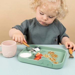 Piatto a Scomparti Peekaboo – Croco e Zeebe -100% Silicone Alimentare – Done By Deer