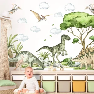 Adesivo da parete Dinosaur Adventure Pterodactyl Velociraptor Stegosaurus Jurassic