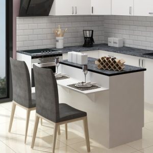 ISOLA DA CUCINA MILAZZO BIANCA TOP EFFETTO MARMO NERO