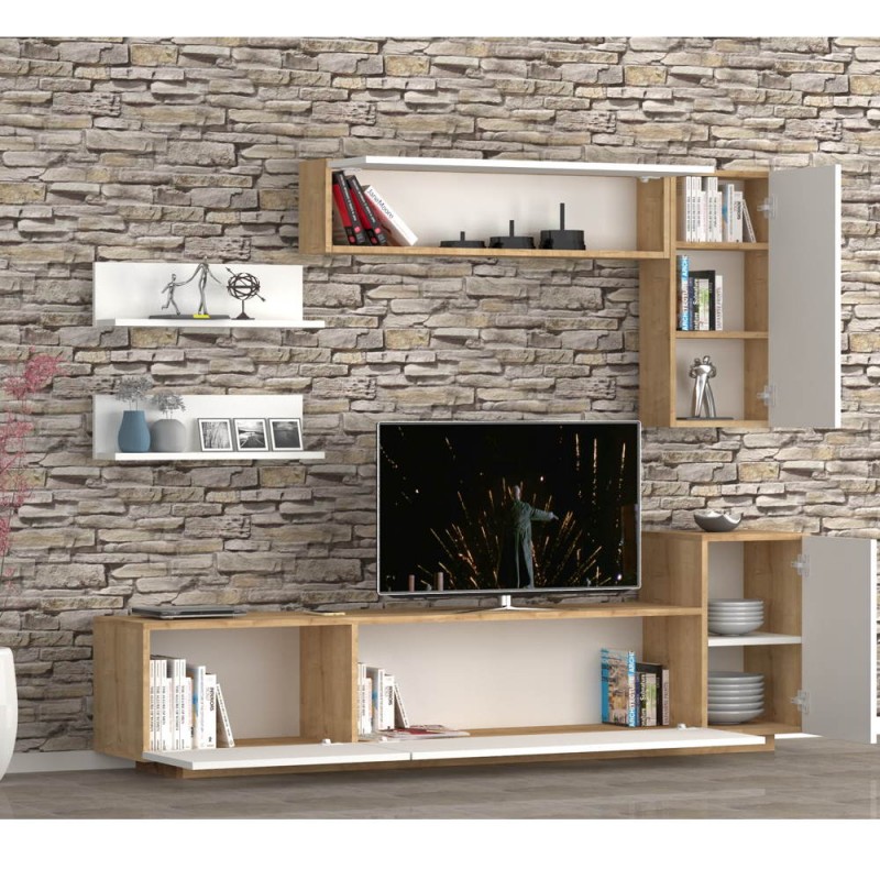 PARETE ATTREZZATA KALE ROVERE E BIANCO DA 200 CM. - immagine 7