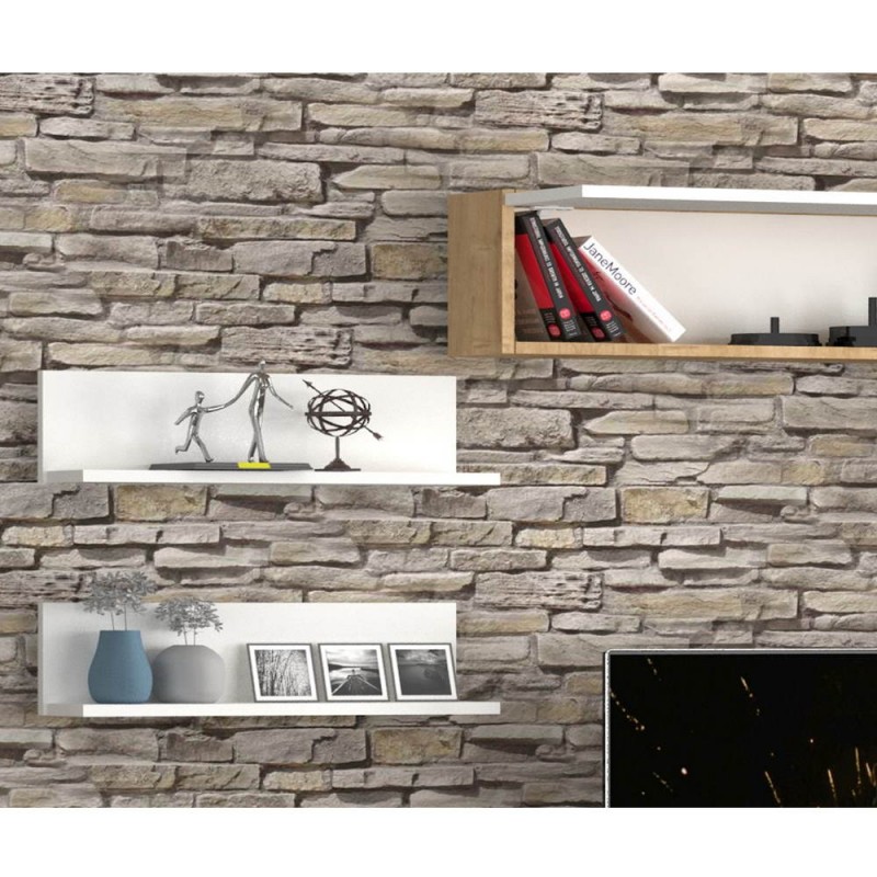 PARETE ATTREZZATA KALE ROVERE E BIANCO DA 200 CM. - immagine 3