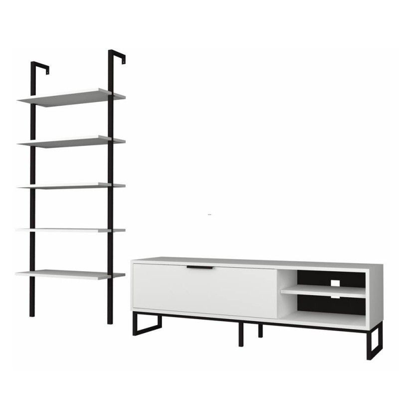 PARETE ATTREZZATA PORTA TV E LIBRERIA WAY BIANCA - immagine 4