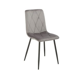 SEDIA OKAR TESSUTO GRIGIO CUCITURE A ROMBO – set 4 sedie