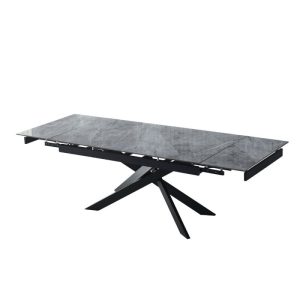 Tavolo allungabile Plato in ceramica colore grigio marmoreo italiano lucido