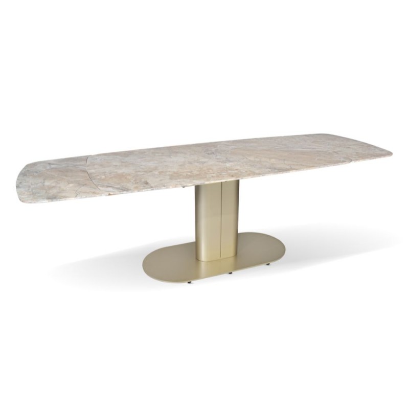 Tavolo allungabile ANIMA DIOR con top in ceramica colore marrone atene lucido e gambe dorate - immagine 5
