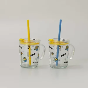 MINISO Borse & Zaini-Tazza In Vetro Con Cannuccia – Minions (1Pz) (400Ml)