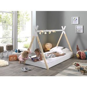 Letto Tipi – Bianco – 90 x 200 cm – Legno di Pino Massiccio – con Doghe Incluse